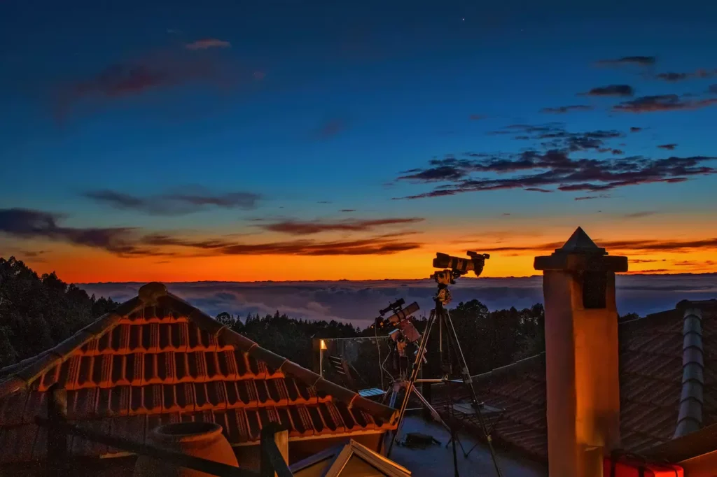 La Palma Urlaub: Sternenbeobachtung auf der Dachterrasse vom Ferienhaus El Refugio